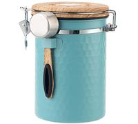 TEDSWAIT Barattoli ermetici per caffè in grani di caffè, contenitore per alimenti in acciaio inox, con paletta per datario e valvola di CO2, 150 ml (blu lago)