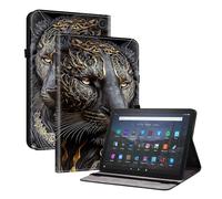 TEDTIKJT Cover compatibile con Amazon Fire Max 11 2023 custodie per tablet Custodia in pelle PU Flip Cover supporto protezione motivo dipinto tablet custodia custodia leone oro nero