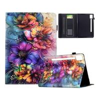 TEDTIKJT Cover Compatibile con Lenovo Idea Tab Pro/Lenovo P12 2nd 12.7" 2025 Custodia Case PU Pelle Flip Cover con Slot per Carte Protezione Supporto Funzione Tablet Custodia (Fiori Colorati)