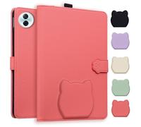 TEDTIKJT Cover per Honor MagicPad 2 12.3 2024 Custodia Flip PU Pelle Funzione di Supporto Case Disegno di Testa di Gatto Carino Custodia Protettiva per Tablet Honor MagicPad 2 12.3" Cover,Rosso