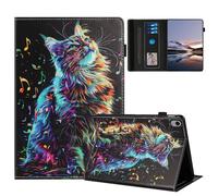 TEDTIKJT Cover per iPad 10th Generation 10.9" 2022 Custodia PU Pelle Flip Slot per Carte Supporto Protezione Dipinti per iPad 10th Gen 10.9" 2022 Cover,Music Cat