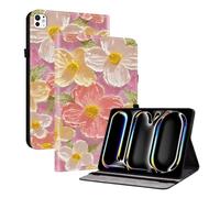 TEDTIKJT Cover per iPad Pro 13 13" 2024 2025 Tablet Custodia in pelle PU Flip Support Protection Motivo Dipinto Custodia per iPad Pro 13 Tablet Coque,Fiori Rosa