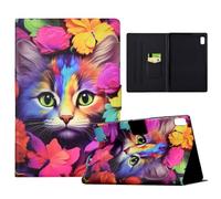 TEDTIKJT Cover per Lenovo Tab M9 2022 Tablet Custodia PU Pelle Flip Lenovo Tab M9 Tablet Cover con Supporto Bellissimi Motivi Dipinti Tablet Custodia per Lenovo Tab M9,Rose e Gatti