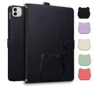 TEDTIKJT Cover per Tablet Honor MagicPad4 / Honor MagicPad 3 Pro 12.3 2026 Custodia Flip PU Pelle Funzione di Supporto Case Disegno di Testa di Gatto Carino Custodia Protettiva Cover,Nero