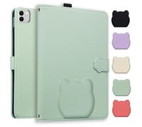 TEDTIKJT Cover per Tablet Honor MagicPad4 / Honor MagicPad 3 Pro 12.3 2026 Custodia Flip PU Pelle Funzione di Supporto Case Disegno di Testa di Gatto Carino Custodia Protettiva Cover,Verde
