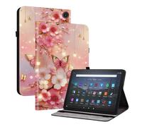 TEDTIKJT Custodia compatibile con Amazon Fire MAX 11 2023 Tablet Case Custodia Flip Cover Custodia protettiva in pelle PU con fessura per penne, grazioso motivo cartoni animati, con farfalle