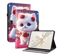TEDTIKJT Custodia per Honor Pad 9 12.1" 2023 Cover per tablet Custodia in pelle PU Flip supporto protezione motivo dipinto tablet custodia per Honor Pad 9 Cover Rosa Gatto