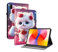TEDTIKJT Custodia per Honor Pad V8 Pro 12.1" 2022 Case Flip Cover Custodia protettiva in pelle PU con supporto Dolce Cartoon stampa Custodia protettiva per tablet Honor Pad V8 Pro Custodia, Gatto rosa