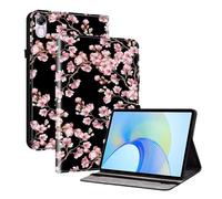 TEDTIKJT Custodia per Honor Pad X9A 11.5" 2025 Tablet Flip Cover Custodia protettiva in pelle PU con fessura per penna, fascia elastica supporto per Honor Pad X9A, fiori di prugna