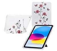 TEDTIKJT Custodia per iPad 8th/7th Generation 10.2" 2020/2019/iPad Air 5 2019 con Slot Penna Custodia Acrilico Flip Case Cover Funzioni di Supporto da più Angoli di Vista Cover,Farfalla Rosa