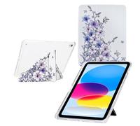 TEDTIKJT Custodia per iPad 8th/7th Generation 10.2" 2020/2019/iPad Air 5 2019 con Slot Penna Custodia Acrilico Flip Case Cover Funzioni di Supporto da più Angoli di Vista Cover,Fiori Viola