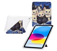 TEDTIKJT Custodia per iPad 8th/7th Generation 10.2" 2020/2019/iPad Air 5 2019 con Slot Penna Custodia Acrilico Flip Case Cover Funzioni di Supporto da più Angoli di Vista Cover,Gruppo di Gatti