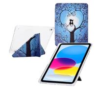 TEDTIKJT Custodia per iPad 8th/7th Generation 10.2" 2020/2019/iPad Air 5 2019 con Slot Penna Custodia Acrilico Flip Case Cover Funzioni di Supporto da più Angoli di Vista Cover,Albero del Gatto