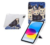 TEDTIKJT Custodia per iPad Air 11 2025/2024, iPad Air 5./4. Generation 2022/2020 10.9" Flip Cover Acrilico Y Origami Angoli di Visione Multipli Funzioni di Supporto Tablet Custodia,Gruppo di Gatti