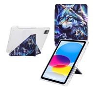 TEDTIKJT Custodia per iPad Air 11 2025/2024, iPad Air 5./4. Generation 2022/2020 10.9" Flip Cover Acrilico Y Origami Angoli di Visione Multipli Funzioni di Supporto Tablet Custodia,Lupo Fantasma