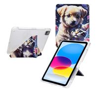 TEDTIKJT Custodia per iPad Air 11 2025/2024, iPad Air 5./4. Generation 2022/2020 10.9" Flip Cover Acrilico Y Origami Angoli di Visione Multipli Funzioni di Supporto Tablet Custodia,Gatto Cane