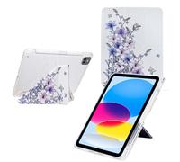 TEDTIKJT Custodia per iPad Air 11 2025/2024, iPad Air 5./4. Generation 2022/2020 10.9" Flip Cover Acrilico Y Origami Angoli di Visione Multipli Funzioni di Supporto Tablet Custodia,Fiori Viola