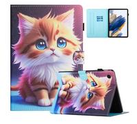 TEDTIKJT Custodia per Lenovo Tab M10 Plus 3rd Gen10.61" 2022 (TB125FU/TB128FU/TB128XU) Pelle PU Flip Protezione Cover con Supporto Funzione a Portafoglio Tablet Case,Gatto Giallo