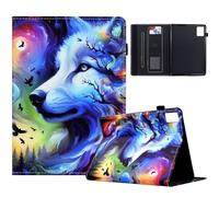 TEDTIKJT Custodia per Lenovo Tab M11 Plus/Lenovo Tab K11 Plus 11.45" Tablet Cover Libro PU Pelle con Supporto Custodia Flip Protezione per Lenovo Tab K11 Plus Custodia,Lupo Stellato