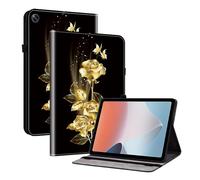 TEDTIKJT Custodia per Oppo Pad Air 10.36 Pollici 2022 Custodia PU Pelle Folio Flip Tasca con 2-Slot per Carte Supporto Protezione Tablet Cover per Oppo Pad Air 10.36",Rose Farfalla Dorata