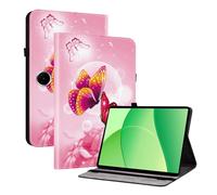 TEDTIKJT Custodia per Oppo Pad SE 11 Pollici 2025 PU Pelle Flip Cover Custodia Folio-Tasca con 2-Slot per Carte Supporto Protezione per Oppo Pad SE 11" Cover,farfalla Rosa