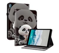 TEDTIKJT Custodia per tablet compatibile con Nokia T10 8 pollici 2022 custodia protettiva in pelle PU con slot per penna, slot per carte di credito, funzione di supporto con motivo dipinto, orso tè al