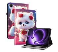 TEDTIKJT Custodia per tablet Xiaomi Redmi K Pad 8.8" 2025 Case Flip Cover in pelle PU per Xiaomi Redmi K Pad Custodia con fessura per penna Stand Carino Cartoon Stampa Custodia Protettiva Gatto Rosa