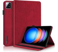 TEDTIKJT Custodia per Xiaomi Pad 7 Pro/7/8 Pro/8/Xiaomi Poco Pad X1 11.2 2024/2025 Tablet Cover Flip Case PU Pelle Protettiva Portafoglio con Slot per Carte Custodia, Albero Rosso