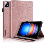 TEDTIKJT Custodia per Xiaomi Pad 7 Pro/7/8 Pro/8/Xiaomi Poco Pad X1 11.2 2024/2025 Tablet Cover Flip Case PU Pelle Protettiva Portafoglio con Slot per Carte Custodia, Albero Oro Rosa