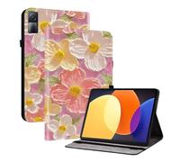 TEDTIKJT Custodia per Xiaomi Redmi Pad 10,6 pollici 2022 Flip Case Cover PU Pelle Protettiva con Slot per Penna Slot per Schede Funzione Stand Cover per Tablet Modello Dipinto, Fiori Rosa