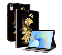 TEDTIKJT Tablet Cover Custodia per Honor Pad X8a/Honor Pad X9 11 Pollici 2024 Custodia PU Pelle Folio Protezione Flip Tasca Supporto Cover per Honor Pad X9 2024 Custodie,Rose Farfalla Dorata