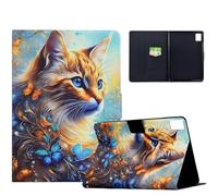 TEDTIKJT Tablet Custodia per Lenovo Tab M9 9" 2022 TB310FU Cover PU Pelle Flip Case con Auto Svegliati/Sonno Custodia Protettiva con Supporto per Tablet Lenovo Tab M9 Cover,Blu Farfalla Gatto