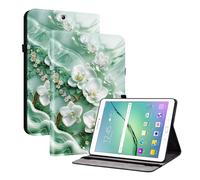 TEDTIKJT Tablet Custodia per Samsung Galaxy Tab S2 9.7 Pollici 2015 SM-T810 T815 Custodia PU Pelle Folio Supporto Protezione Tablet Cover per Samsung Galaxy Tab S2 Custodie,Fiore di Giada