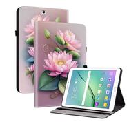 TEDTIKJT Tablet Custodia per Samsung Galaxy Tab S2 9.7 Pollici 2015 SM-T810 T815 Custodia PU Pelle Folio Supporto Protezione Tablet Cover per Samsung Galaxy Tab S2 Custodie,Fiore di loto
