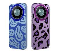 Tedyhulle 2 custodie per Honor Magic6 Lite/X9b 5G, divertenti sorrisi viso e leopardato, morbido paraurti con custodia rigida in PC, custodia antiurto antigraffio, viola e blu