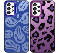 Tedyhulle 2 custodie per Samsung Galaxy A32 4G, divertenti sorrisi con motivo leopardato, morbido TPU paraurti con custodia rigida in PC, antiurto, antigraffio, viola e blu