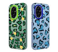 Tedyhulle 2 Pezzi Cover per Honor 200, Disegni Aesthetic Carino Amore Cuore Leopardo Motivo, Sottile Morbido TPU Bumper Antigraffio Protettiva Custodia Case per Donne Ragazze, Verde e blu