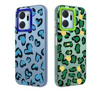 Tedyhulle 2 Pezzi Cover per Honor X7A, Disegni Aesthetic Carino Amore Cuore Motivo, Sottile Morbido TPU Bumper Antigraffio Protettiva Custodia Case per Donne Ragazze, Verde e blu