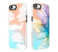 Tedyhulle 2 Pezzi Cover per iPhone 7/8/SE 2020/SE 2022 4,7", Custodia Antiurto Protezione Rugged Rigida Protettiva Case con Effetto Iridescente,Smerigliato Traslucido Carina Shell per donna