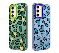 Tedyhulle 2 Pezzi Cover per Samsung Galaxy S24 6,2", Disegni Cute Amore Cuore Leopardo verde Donne Ragazze Custodia Estetica, TPU Bumper Scratch-Resistant Cover protettiva, Verde e blu