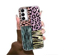Tedyhulle für Samsung Galaxy A34 5G Hülle, Weich TPU Rahmen Harter PC-Rückseite Case mit Bunt Leopard Motiv, Dünne Handyhülle Stoßfeste Kratzfest Schutzhülle für Frauen Mädchen Ästhetischer Glitzer