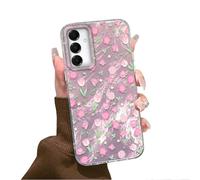 Tedyhulle für Samsung Galaxy A34 5G Hülle, Weich TPU Rahmen Harter PC-Rückseite Case mit Rosa Blüten Motiv, Bunt Dünne Handyhülle Stoßfeste Schutzhülle für Frauen Mädchen Ästhetischer Glitzer
