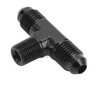 Tee Adapter 3 Way T Shaped Connector Fitting, Aluminum Alloy Tee Connector, Black Anodized Finish, 3 Way Union Adapter with Bidirectional AN to Unidirectional NPT for or Nylon Lin (4AN to 1/8 NPT)