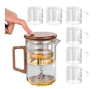 Tee de té de vidrio: tee de tee con mango de madera Separación de agua de vidrio - Produttore Elegante de tee tee tee resistente al calor de tee para tee tee verde tee tee