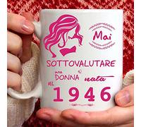 Tee Design Tazza 1946 Compleanno Donna 80 Anni, Idea Regalo Mai Sottovalutare una Donna nata nel 1946 - Tazze per Regali Divertenti - Gadget Divertente