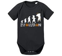 Tee Kiki Evolution Dragon Proverbi Ball Baby Son Romper Body in Cotone Biologico per Ragazzi e Ragazze 0-12, Größe2:80/10-12 Mesi, Baby:Nero
