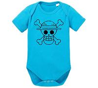 Tee Kiki Logo Bruch One Proverbi Piece Baby Romper Body in Cotone Biologico per Ragazzi e Ragazze 0-12, Größe2:80/10-12 Mesi, Baby:Turchese