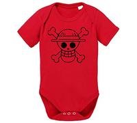 Tee Kiki Logo Bruch One Proverbi Piece Baby Romper Body in Cotone Biologico per Ragazzi e Ragazze 0-12, Größe2:62/2-3 Mesi, Baby:Rosso