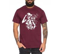Tee Kiki Ruffy Hand - Maglietta da Uomo Cappello di Paglia Luffy Zoro One Monkey D. Pirate Ace Piece Goku Anime Ruffy, Dimensione:S, Colore:Borgogna