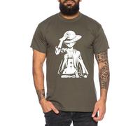 Tee Kiki Ruffy Stand - Maglietta da Uomo Cappello di Paglia Luffy Zoro One Monkey D. Pirate Ace Piece Goku Anime Ruffy, Dimensione:L, Colore:Cachi